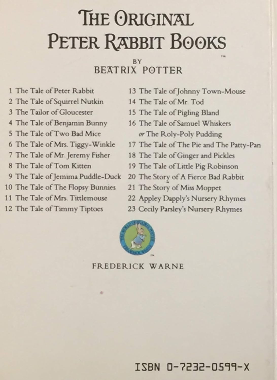 Livre The Tale of Tom Kitten - Beatrix Potter (Livre d'occasion) - ISBN 072320599X