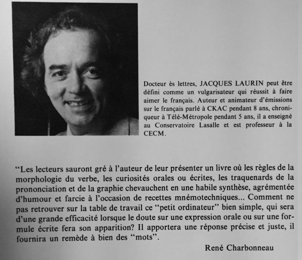 Livre Les verbes : la conjugaison facile - Jacques Laurin (Livre neuf) - ISBN 0775902756