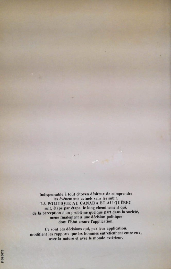 Livre La politique au Canada et au Québec - André Bernard (Livre d'occasion) - ISBN 0777001802
