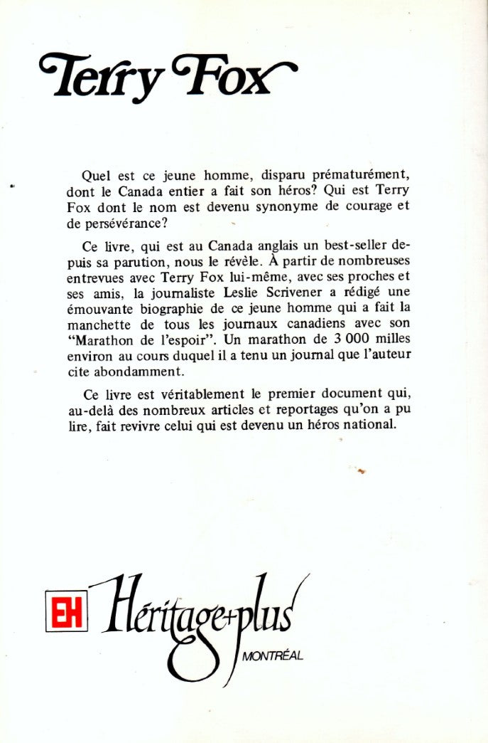 Livre Terry Fox - Leslie Scrivener (Livre d'occasion) - ISBN 0777355345