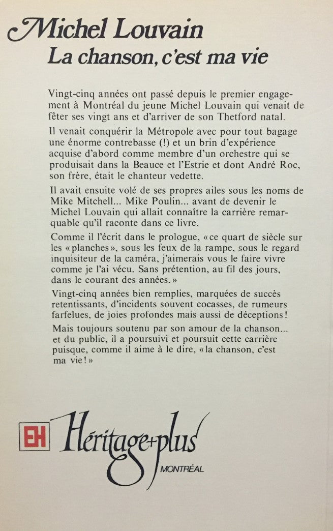 Livre La chanson, c'est ma vie - Michel Louvain (Livre d'occasion) - ISBN 0777356252