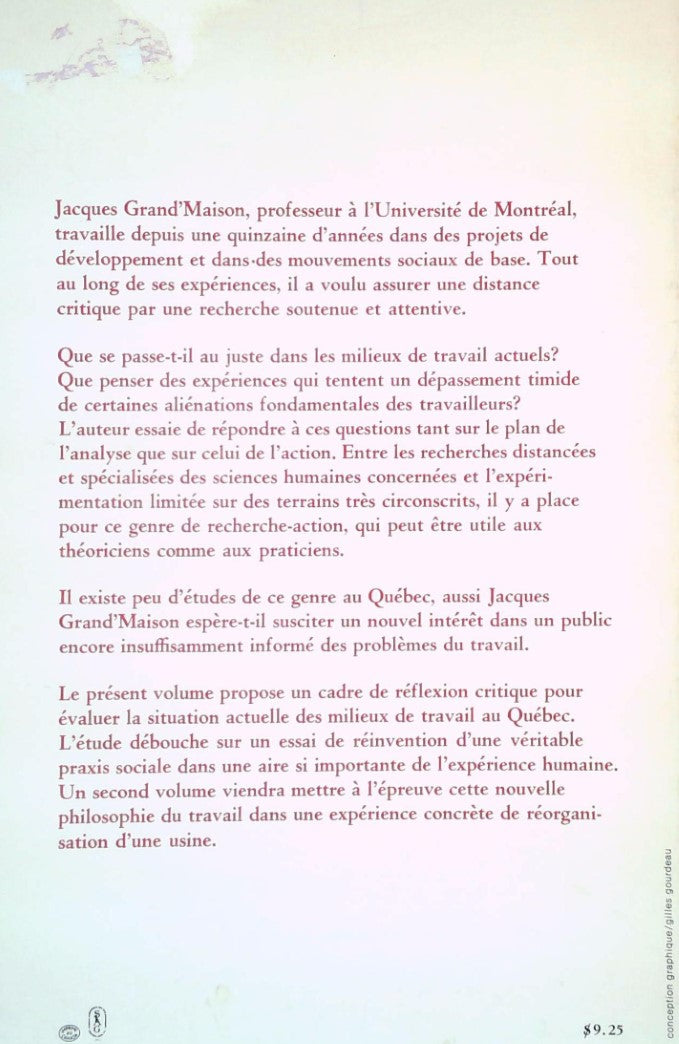 Livre Des milieux de travail à réinventer - Jacques Grand Maison (Livre d'occasion) - ISBN 084050...