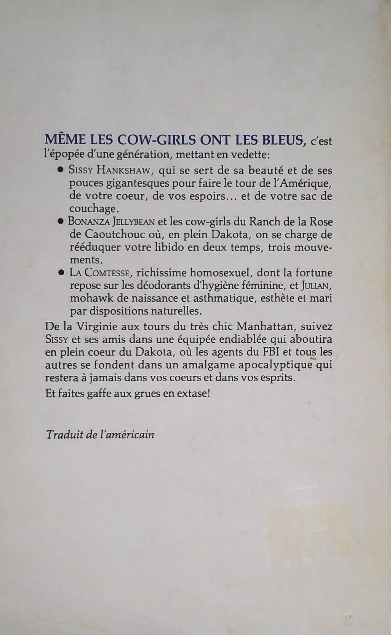 Livre Même les cow-girls ont les bleus - Tom Robbins (Livre d'occasion) - ISBN 0885151054