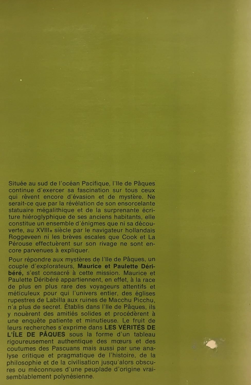 Livre Les vérités sur l'île de Paques - Maurice Deribere (Livre d'occasion) - ISBN 0885520181