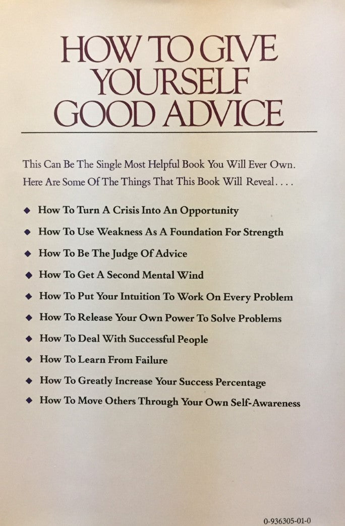 Livre How to Give Yourself Good Advice - Gerard Nierenberg (Livre d'occasion) - ISBN 0936305010