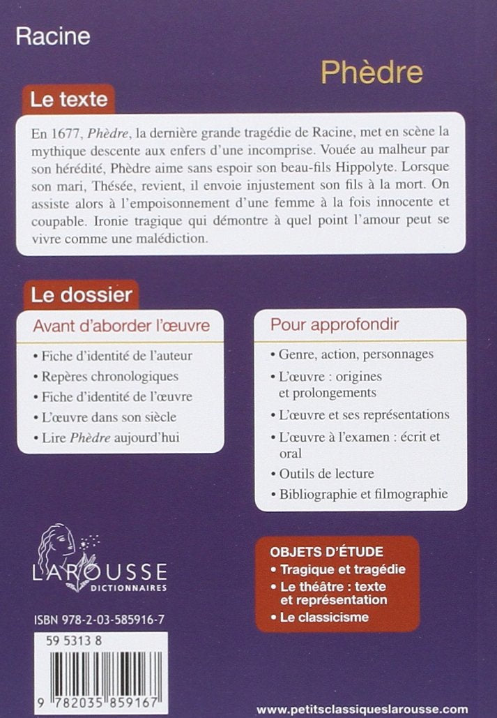 Livre Phèdre - Racine (Livre d'occasion) - ISBN 2035859166
