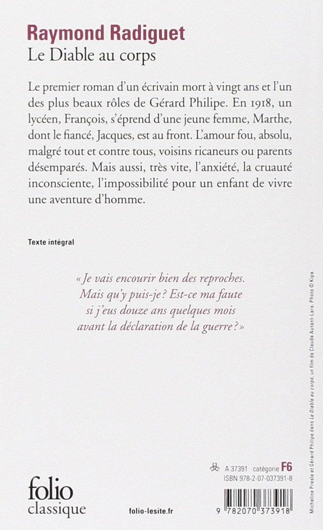 Livre Le diable au corps - Raymond Radiguet (Livre d'occasion) - ISBN 2070373916
