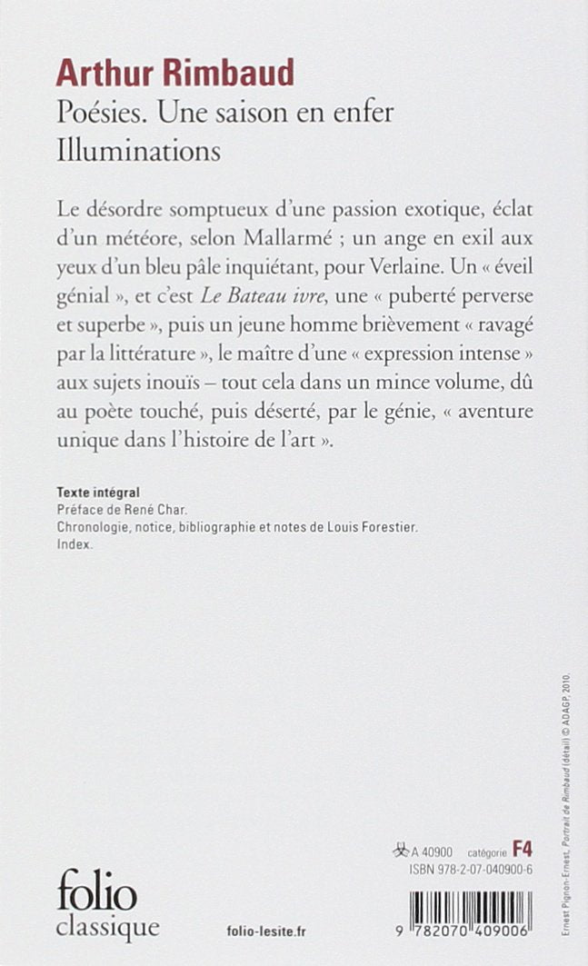 Livre Poésies - Une saison en enfer - Illuminations - Rimbaud (Livre d'occasion) - ISBN 2070409007