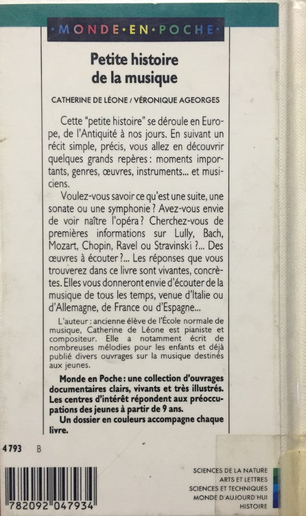 Livre Petite histoire de la musique - Catherine De Léone (Livre d'occasion) - ISBN 2092047930