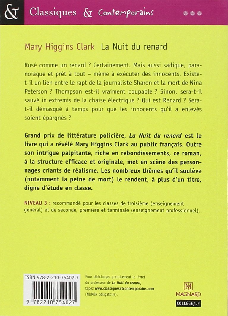 Classiques & Contemporains # 1 : La nuit du renard (Mary Higgins Clark)