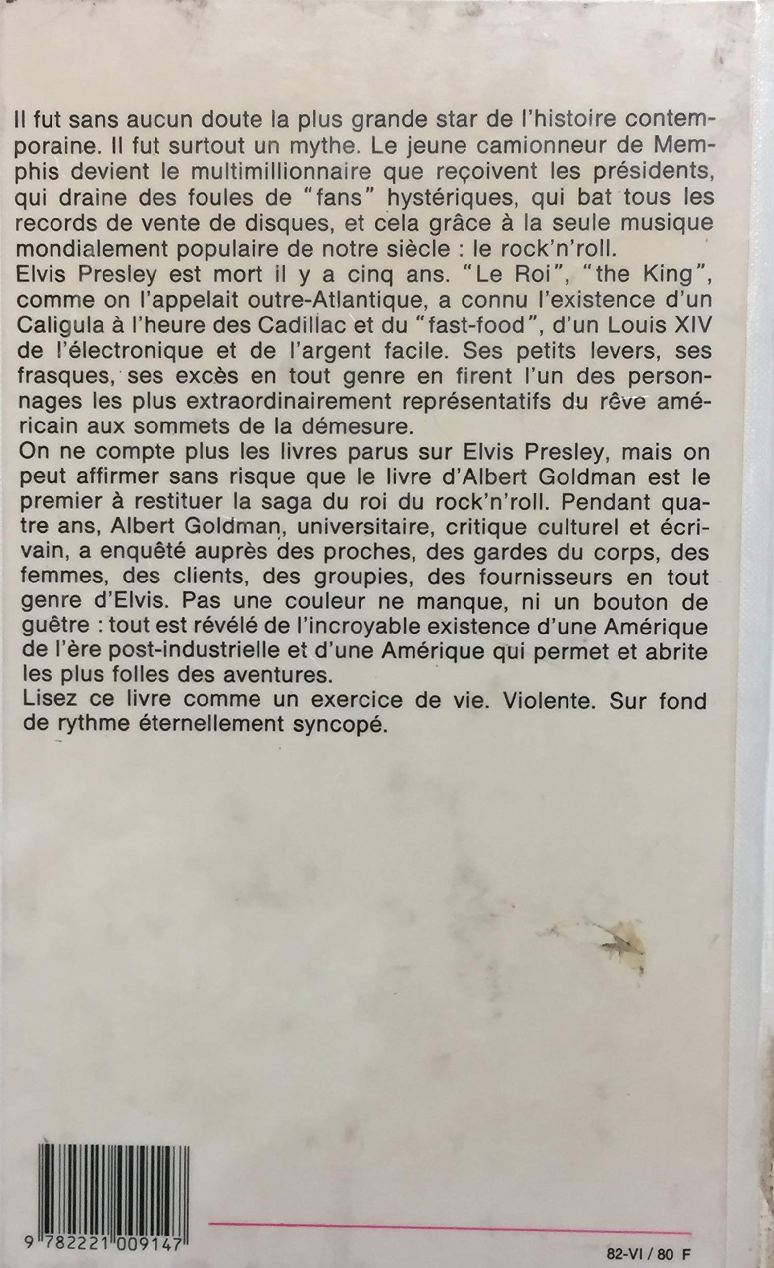 Livre Elvis : Un phénomène américain - Albert Goldman (Livre d'occasion) - ISBN 2221009142
