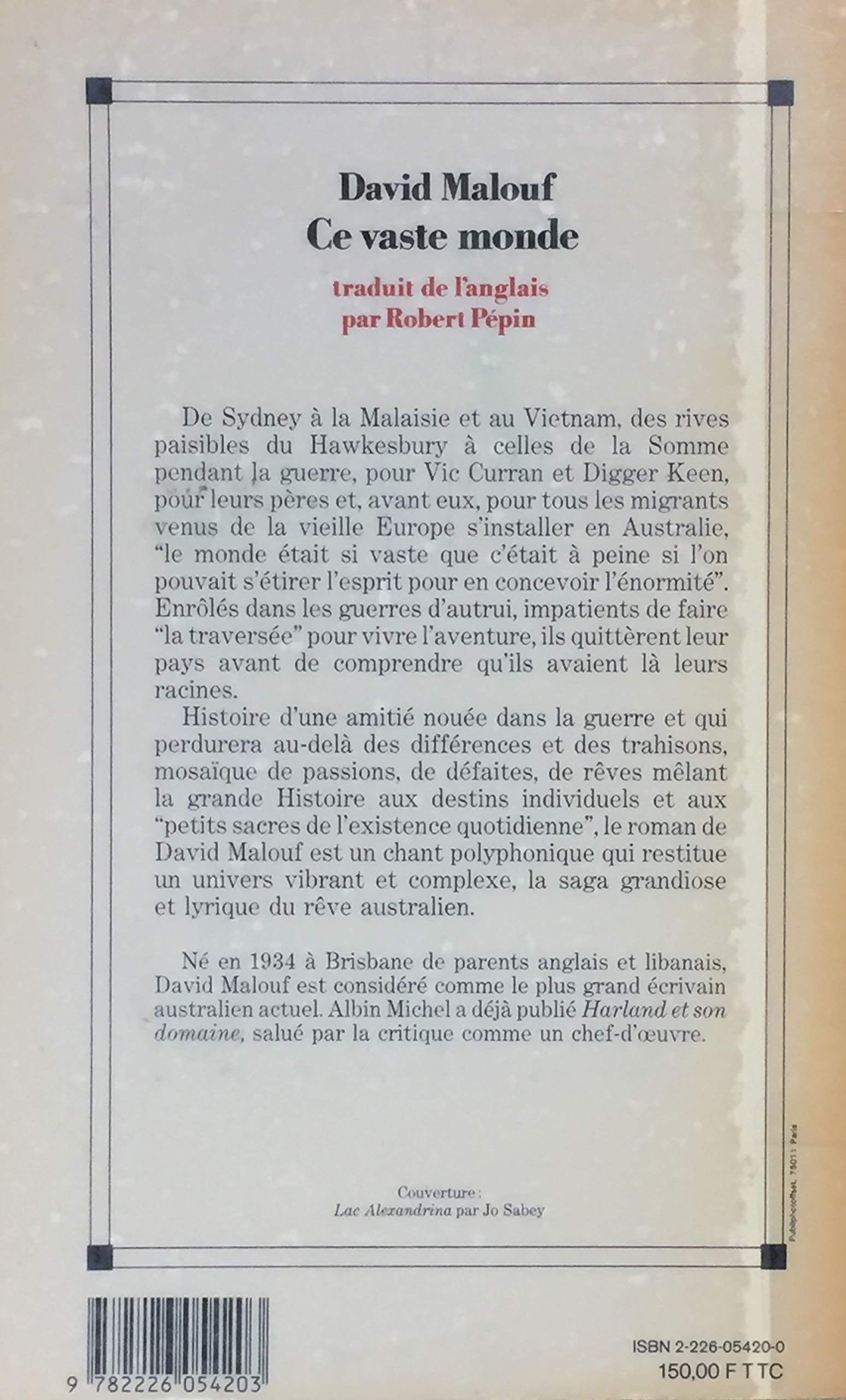 Livre Ce vaste monde - David Malouf (Livre d'occasion) - ISBN 2226054200