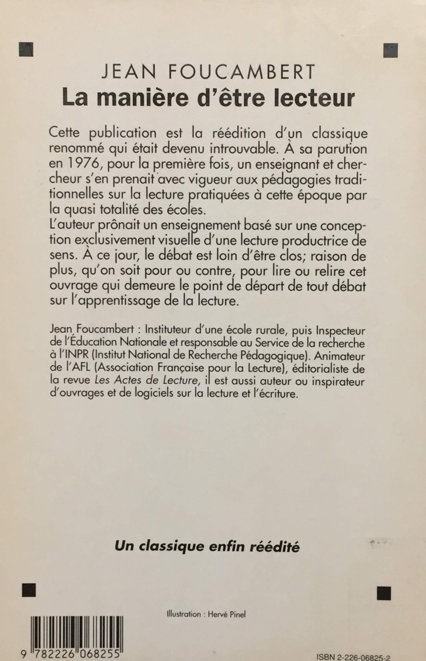 Livre La manière d'être lecteur - Jean Foucambert (Livre d'occasion) - ISBN 2226068252