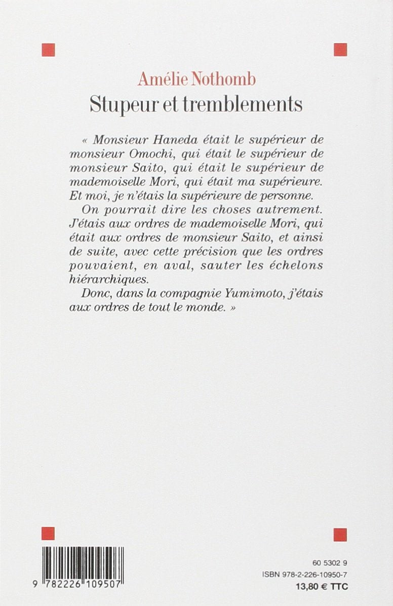 Livre Stupeur et tremblements (Amélie Nothomb) (Livre d'occasion) - ISBN 2226109501