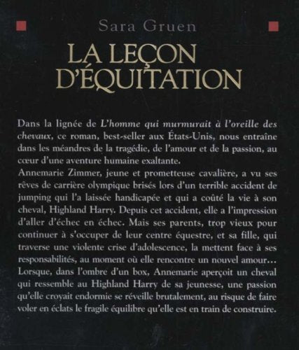 Livre La leçon d'équitation (Sara Gruen) (Livre d'occasion) - ISBN 2226159797