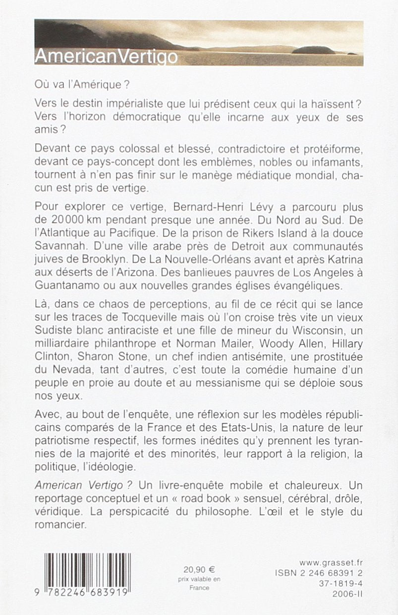 Livre American Vertigo - Bernard-Henri Lévy (Livre neuf) - ISBN 2246683912