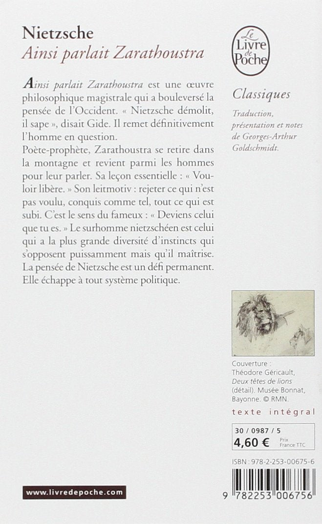 Livre Ainsi parlait Zarathoustra (Friedrich Nietzsche) (Livre neuf) - ISBN 2253006750