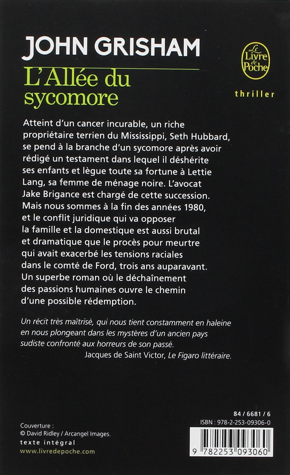 Livre L'allée du sycomore - John Grisham (Livre d'occasion) - ISBN 2253093068