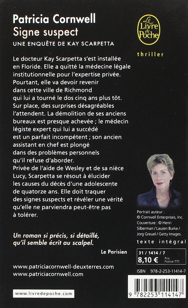 Livre Signe suspect : Une enquête de Kay Scarpetta (Patricia Cornwell) (Livre d'occasion) - ISBN...