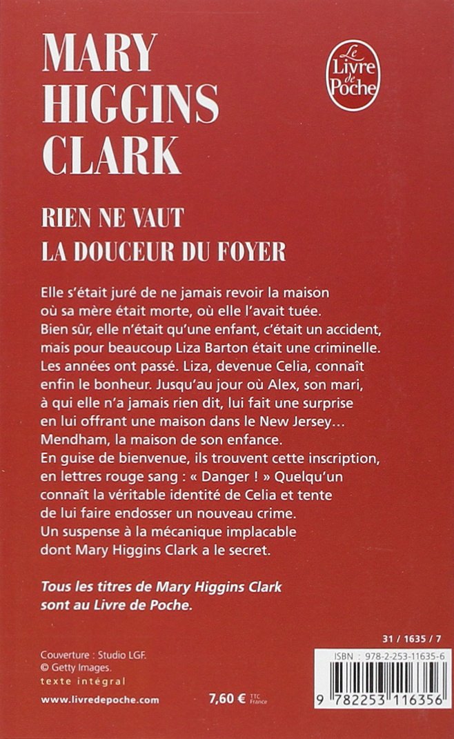 Livre Rien ne vaut la douceur du foyer - Mary Higgins Clark (Livre d'occasion) - ISBN 2253116351
