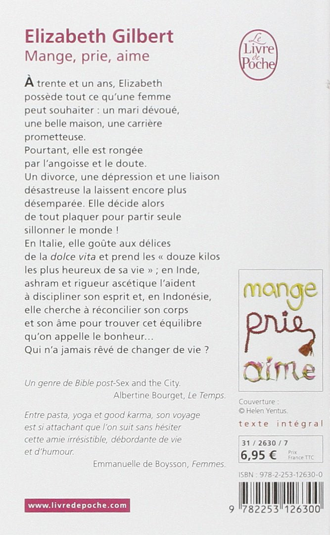 Livre Mange, prie, aime - Elizabeth Gilbert (Livre d'occasion) - ISBN 2253126306