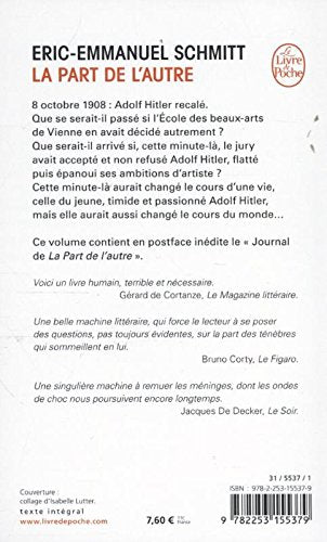Livre La part de l'autre - Eric-Emmanuel Schmitt (Livre d'occasion) - ISBN 2253155373
