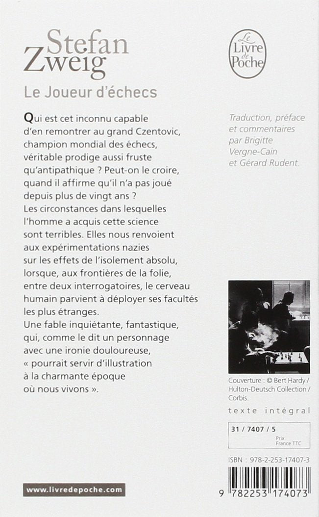 Livre Le joueur d'échecs - Stefan Zweig (Livre d'occasion) - ISBN 2253174076