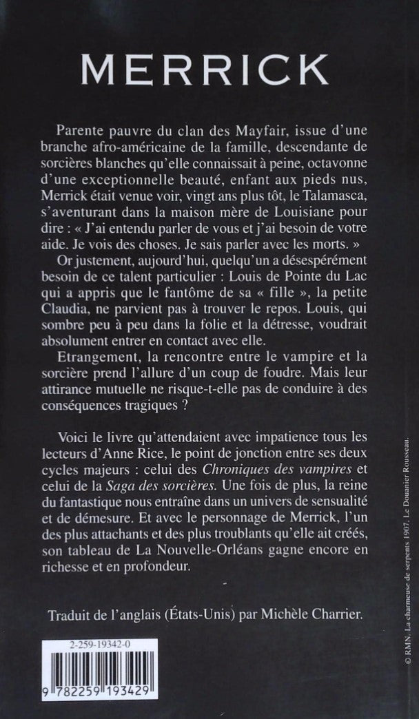 Livre Merrick - Anne Rice (Livre d'occasion) - ISBN 2259193420