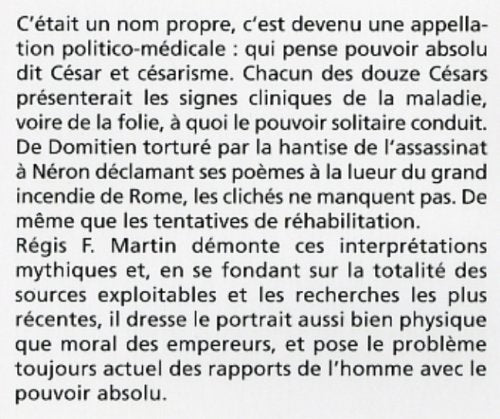 Livre Les douze Césars - Régis F. Martin (Livre d'occasion) - ISBN 2262026378