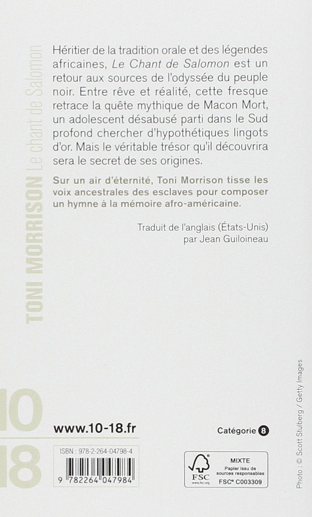 Livre Le chant de Salomon - Toni Morrison (Livre d'occasion) - ISBN 2264047984