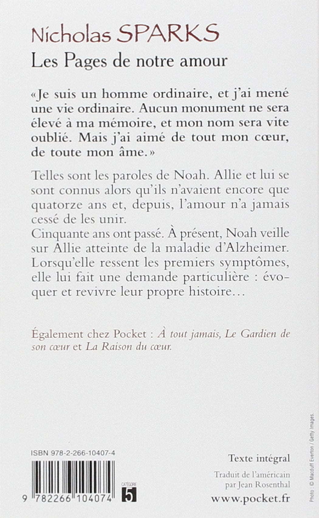 Livre Les pages de notre amour - Nicholas Sparks (Livre d'occasion) - ISBN 2266104071