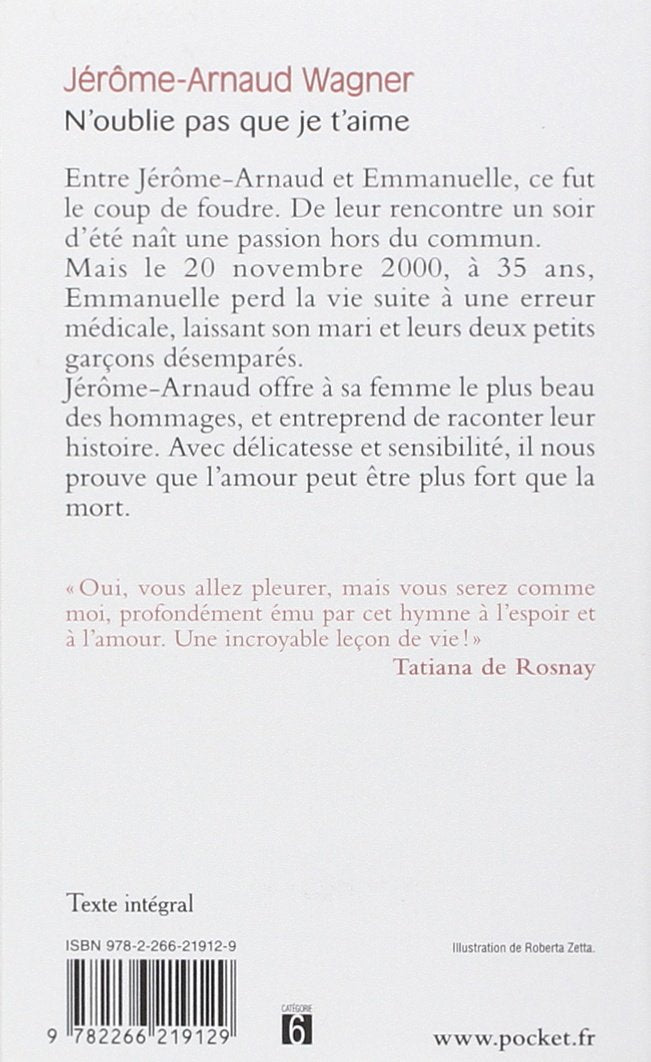 Livre N'oublie pas que je t'aime - Jérôme-Arnaud Wagner (Livre d'occasion) - ISBN 226621912X