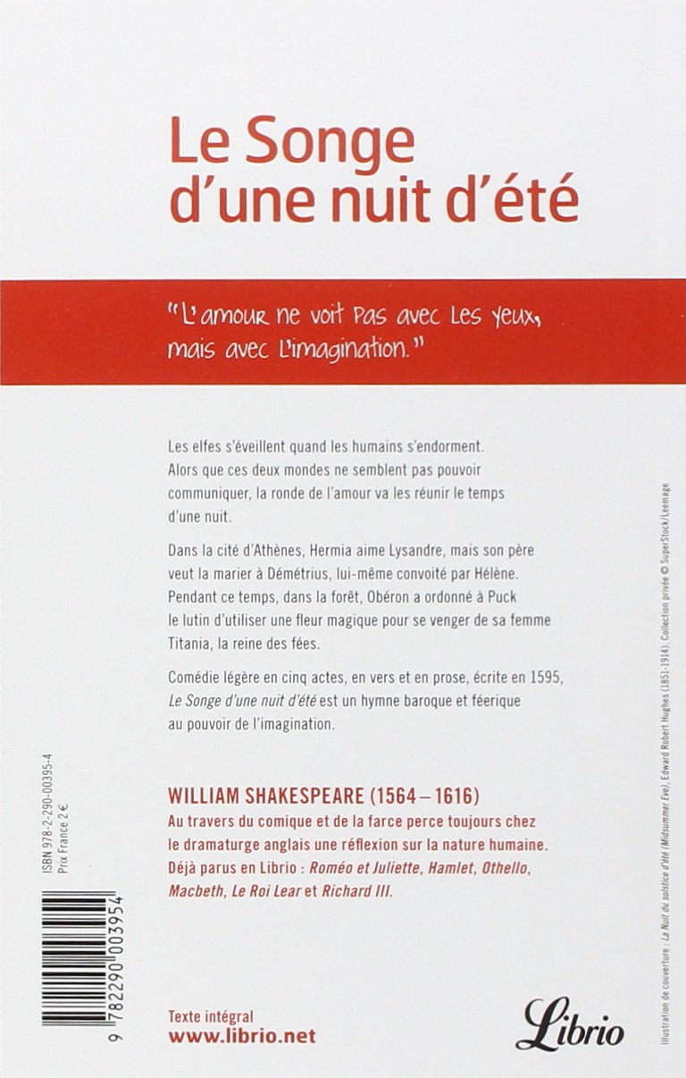 Livre Le songe d'une nuit d'été - William Shakespeare (Livre d'occasion) - ISBN 2290003956