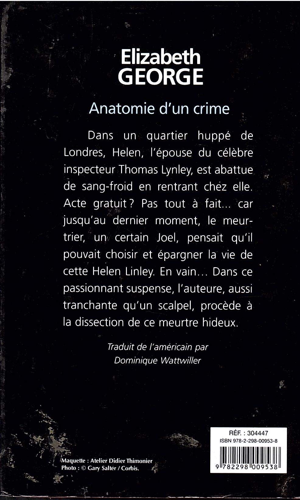 Livre Anatomie d'un crime - Elizabeth George (Livre d'occasion) - ISBN 2298009538