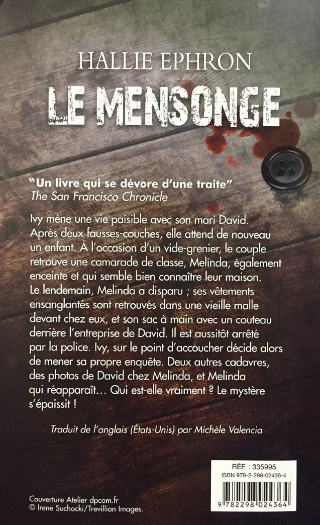 Livre Le mensonge - Hallie Ephron (Livre d'occasion) - ISBN 2298024367