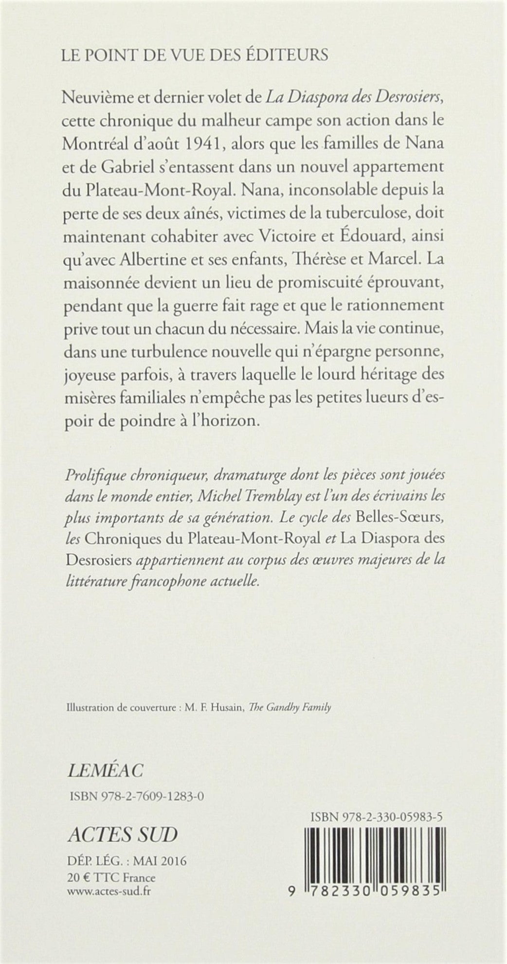 Livre La traversée du malheur - Michel Tremblay (Livre d'occasion) - ISBN 2330059833