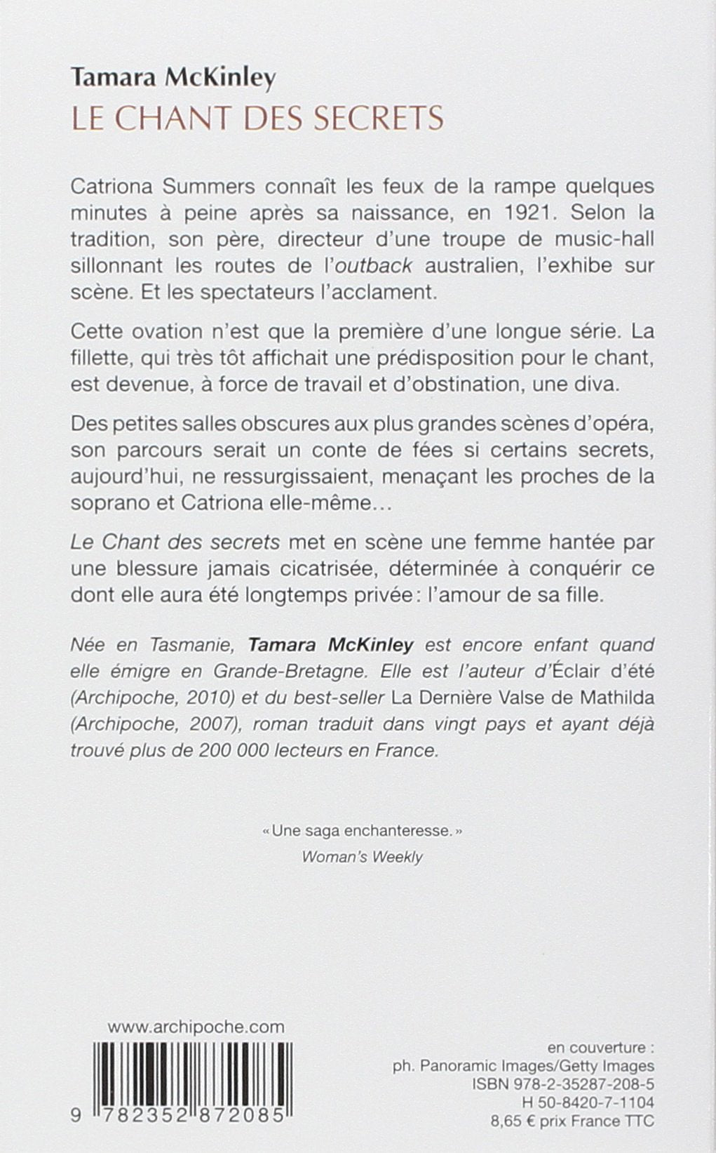 Livre Le chant des secrets - Tamara McKinley (Livre d'occasion) - ISBN 2352872081