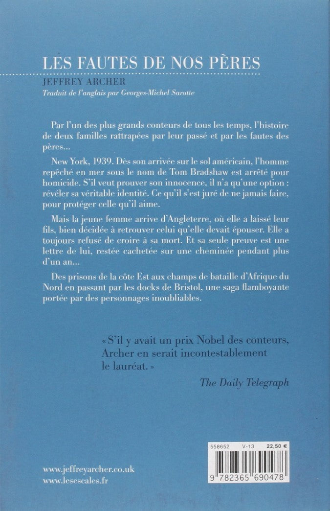 Livre Les fautes de nos pères - Jeffrey Archer (Livre d'occasion) - ISBN 2365690475