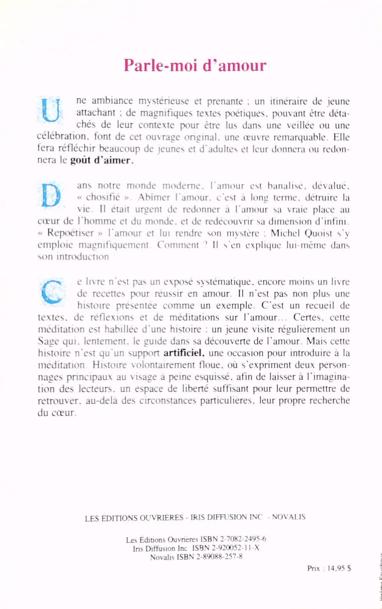 Livre Parle-moi d'amour - Michel Quoist (Livre d'occasion) - ISBN 2708224956