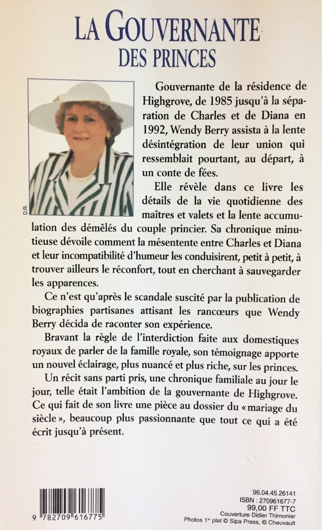 Livre La gouvernante des princes - Wendy Berry (Livre d'occasion) - ISBN 2709616777