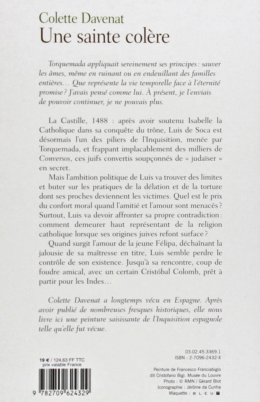 Livre Une sainte colère - Colette Davenat (Livre d'occasion) - ISBN 270962432X