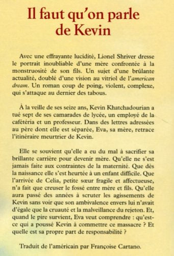 Livre Il faut qu'on parle de Kevin - Lionel Shriver (Livre d'occasion) - ISBN 2714441181