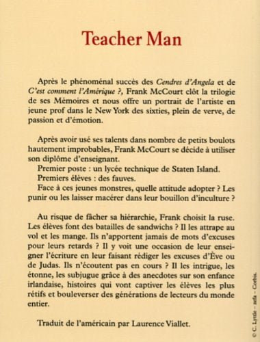Livre Teacher Man : Un jeune prof à New York - Frank McCourt (Livre d'occasion) - ISBN 2714442420