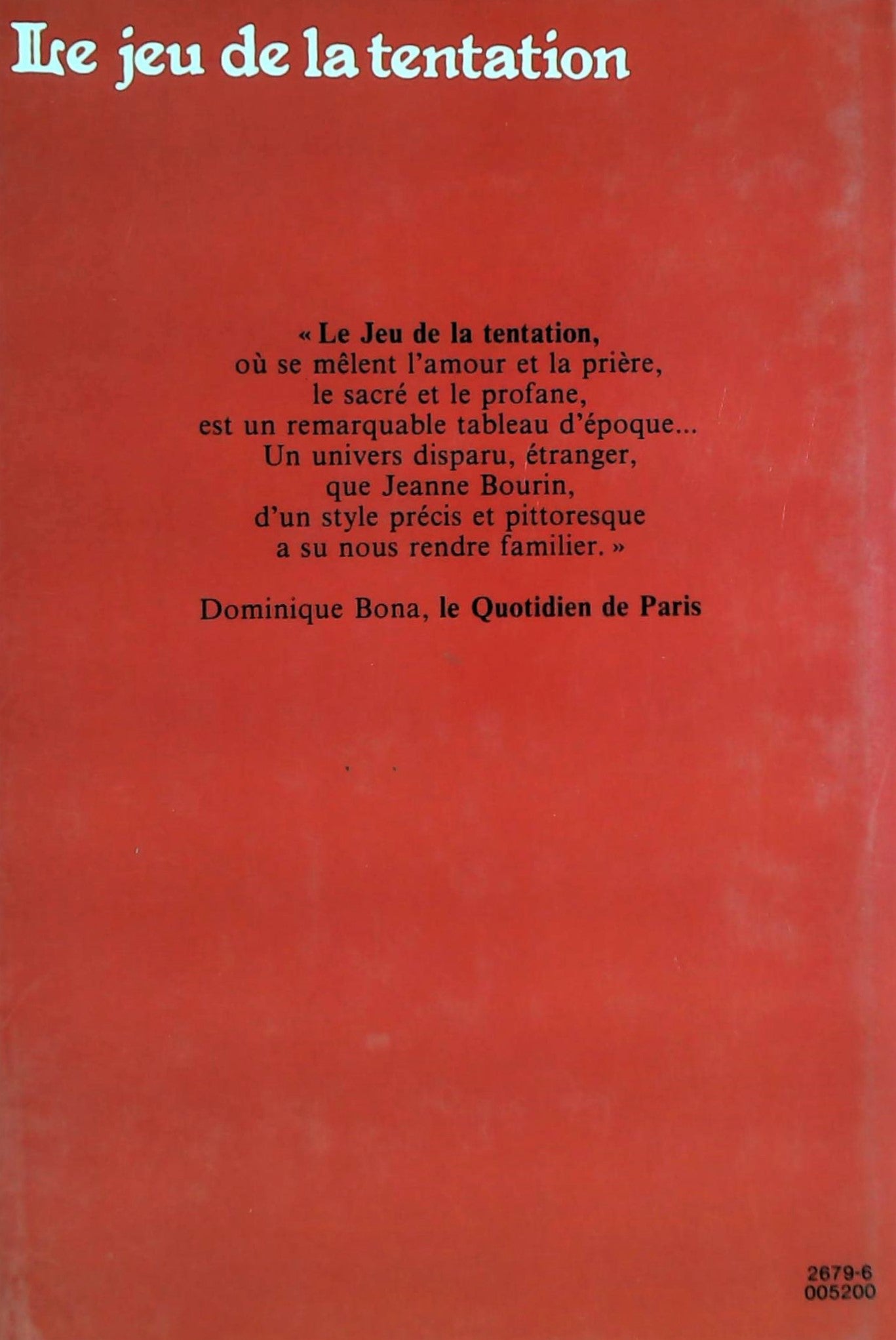 Livre Le jeu de la tentation - Jeanne Bourin (Livre d'occasion) - ISBN 2724210786