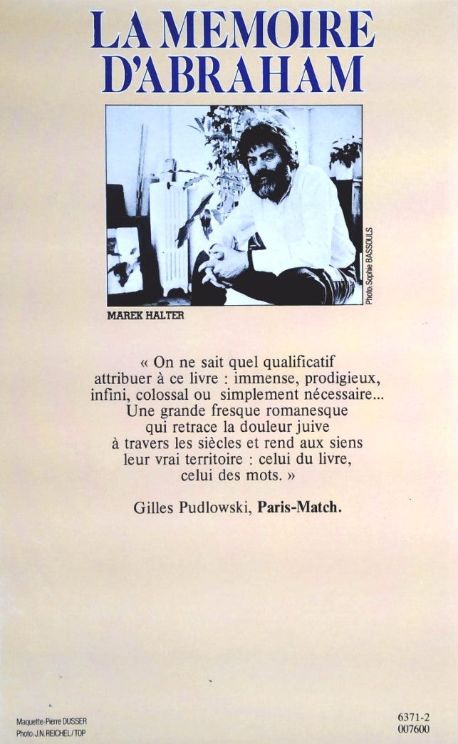 Livre La mémoire d'Abraham - Mark Halter (Livre d'occasion) - ISBN 2724219910