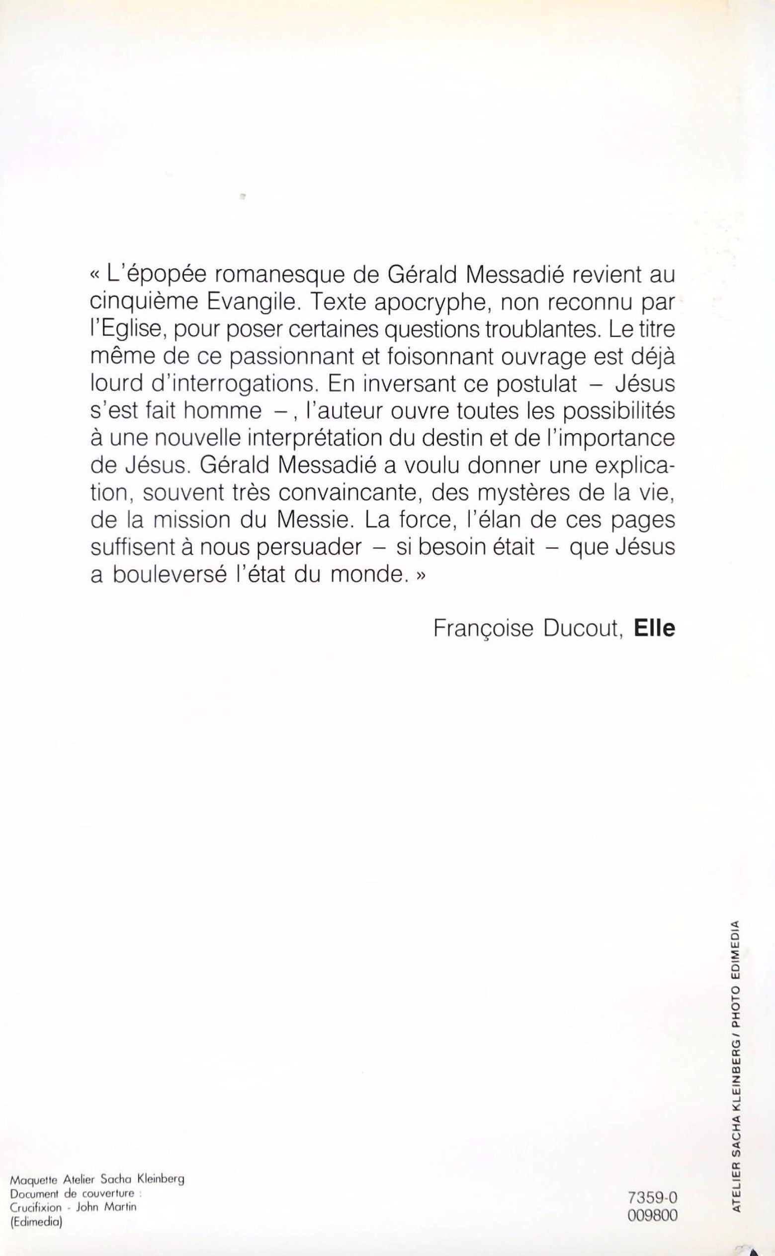 Livre L'homme qui devint Dieu (Gérald Messadié) (Livre d'occasion) - ISBN 2724242157
