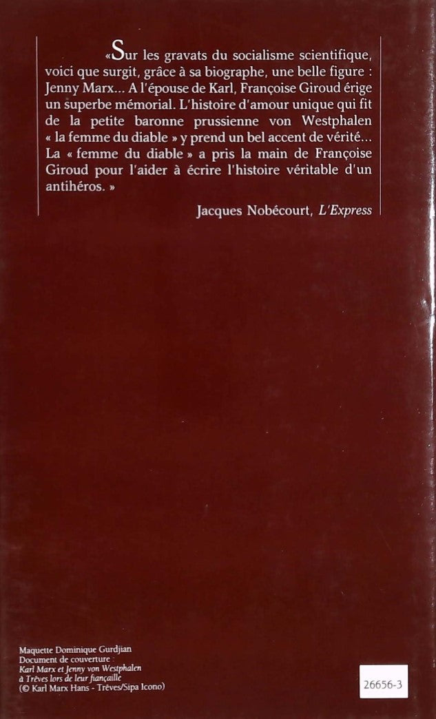 Livre Jenny Marx ou la femme du diable - Françoise Giroud (Livre d'occasion) - ISBN 2724269942