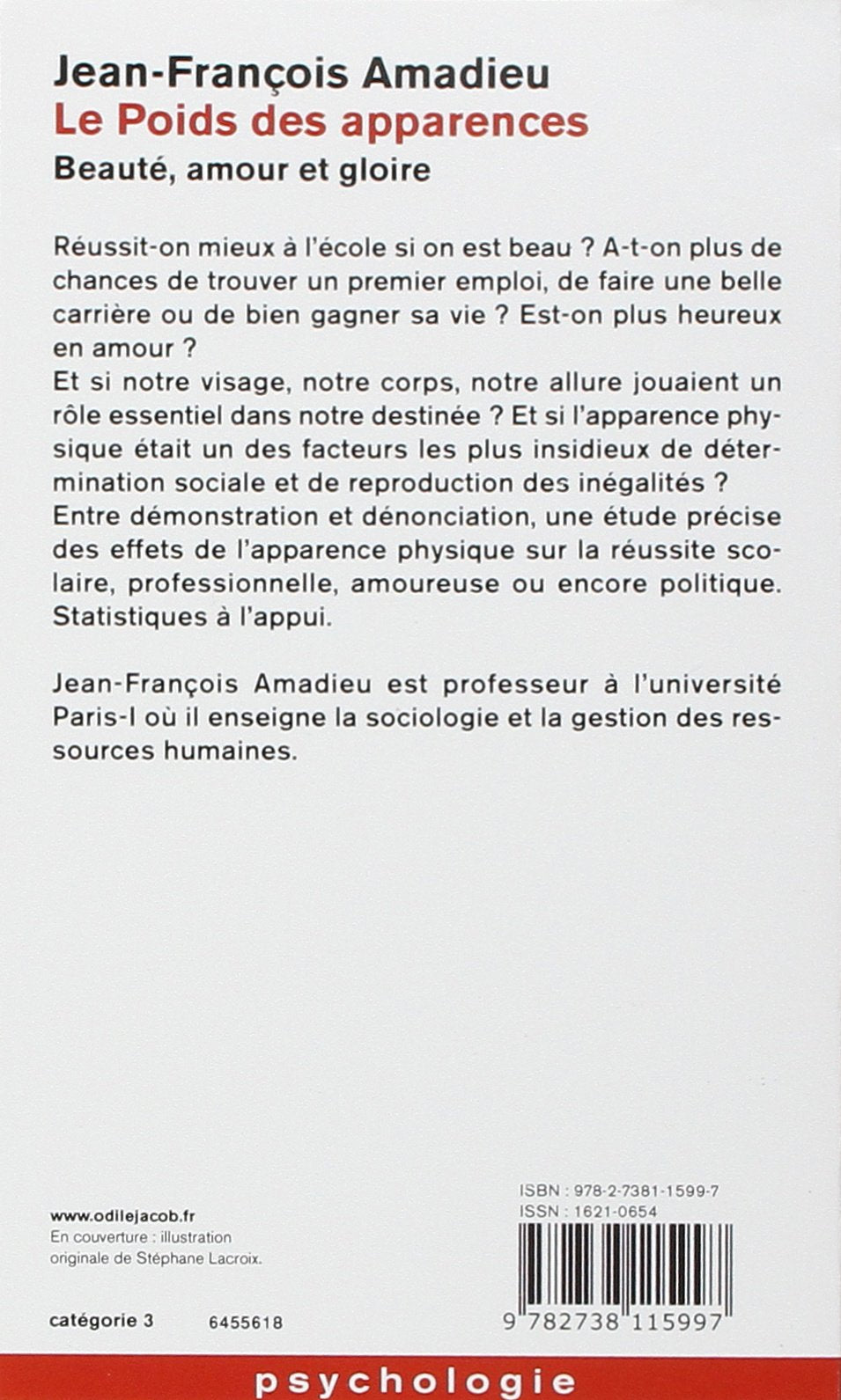 Livre Le poids des apparences : Beauté, amour et gloire - Jean-François Amadieu (Livre d'occasion...
