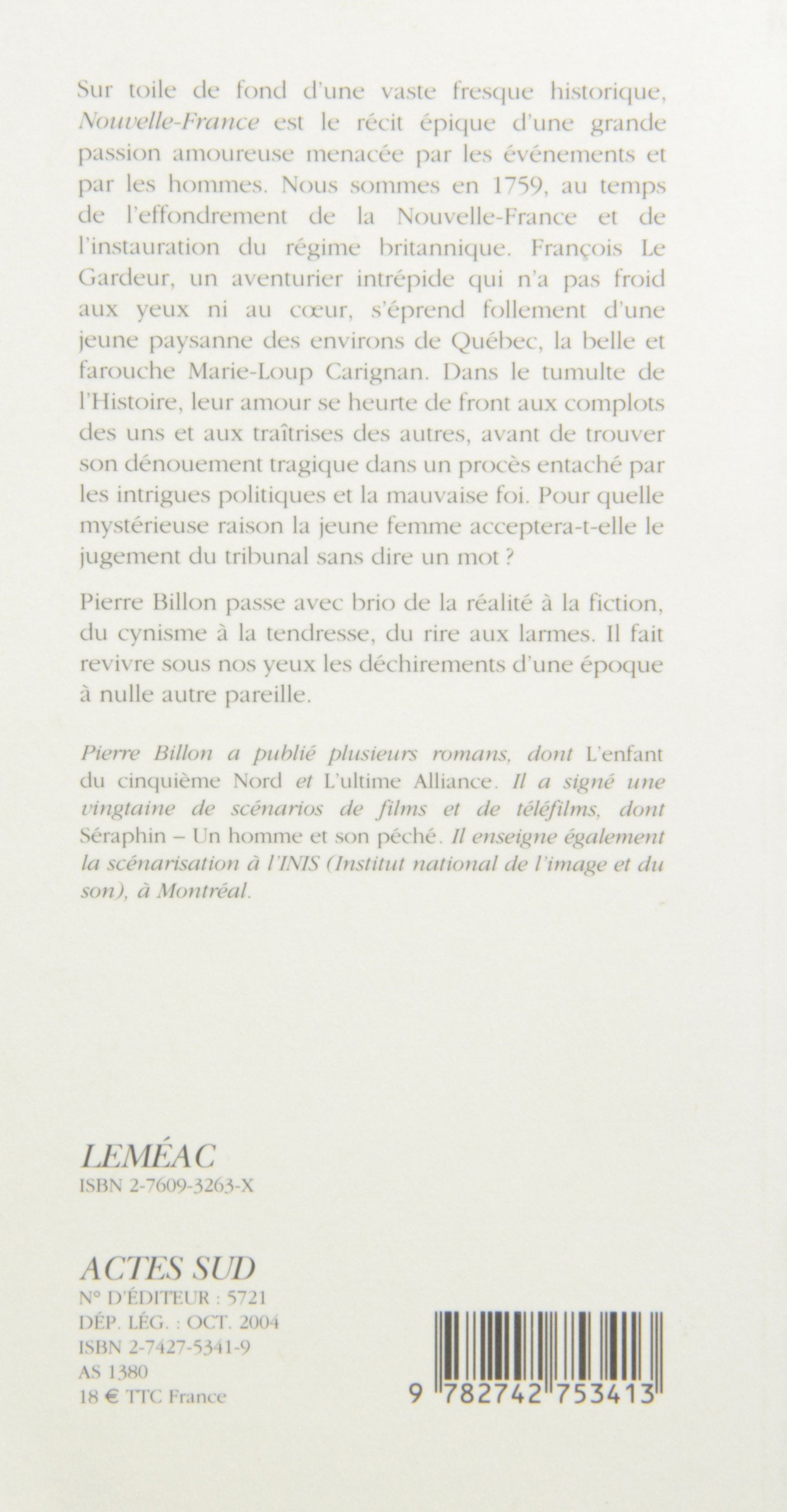 Livre Nouvelle-France (Pierre Billon) (Livre d'occasion) - ISBN 2742753419
