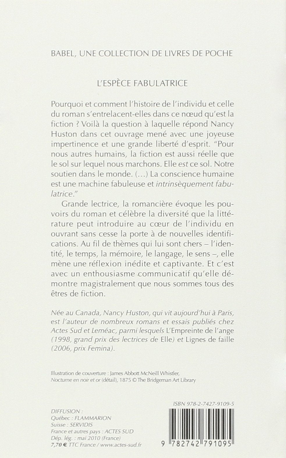 Livre L'espèce fabulatrice - Nancy Huston (Livre d'occasion) - ISBN 2742791094